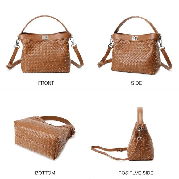 Stylish Vegan Leather Crossbody Purse with Adjustable Strap - 8.66" x 6.3" - Picture 5 of 7